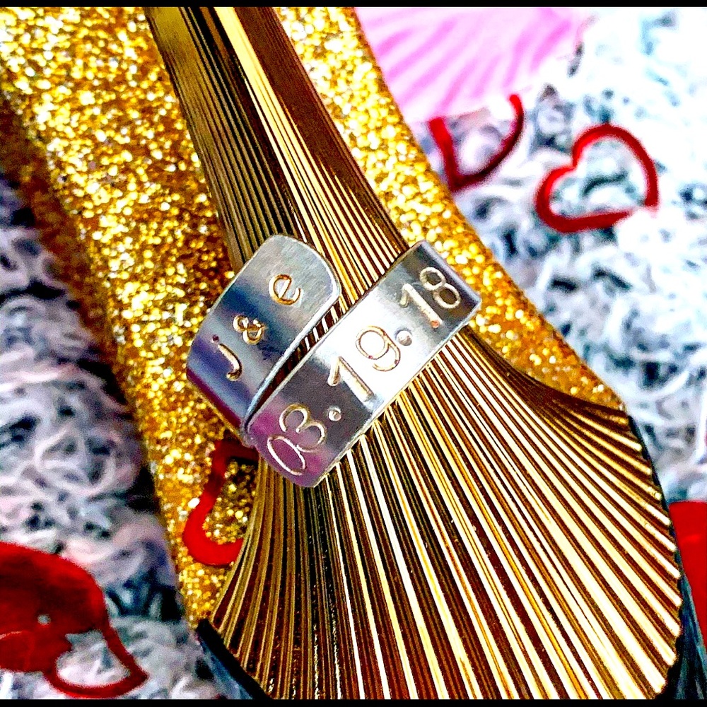 Hand stamped personalized initials ring